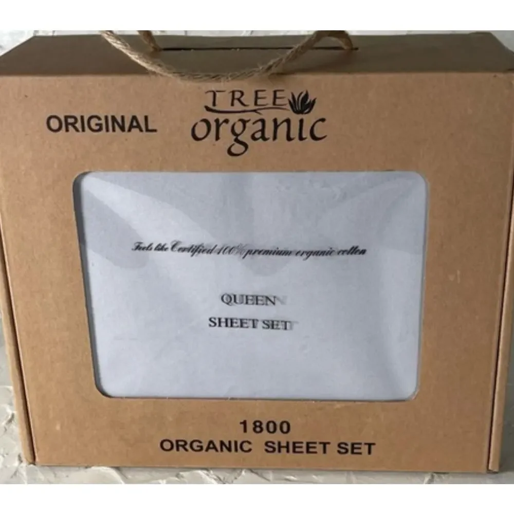 Tree Organic Cotton Queen Sheet Set White New in Box